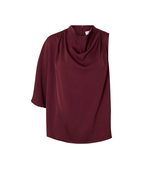 Laurina One Shoulder Cowl Top B - Fig