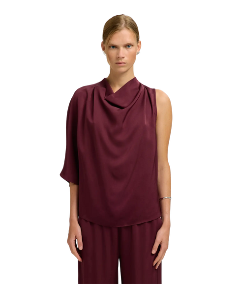 Laurina One Shoulder Cowl Top B - Fig