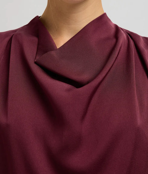 Laurina One Shoulder Cowl Top B - Fig