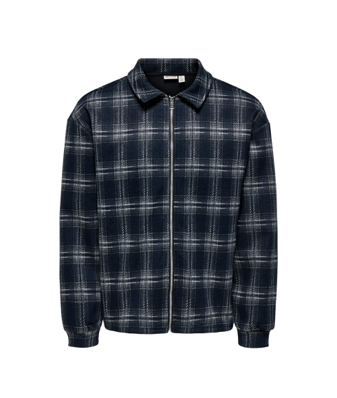 Hendon Loose Ls Zip Overshirt Sweat - Blue Nights