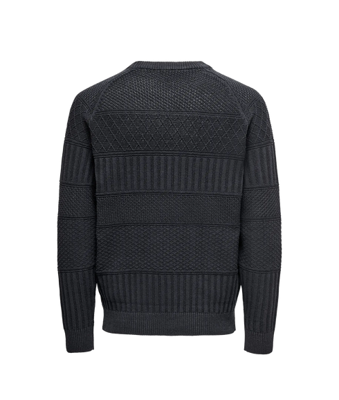 Alkan Reg Crew Knit - Dark Grey Melange