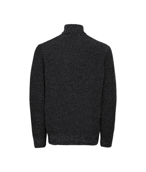 Join Reg Ls High Neck Knit Camp - Black Grey Pinstripe