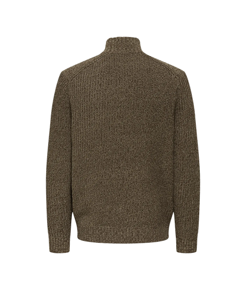 Join Reg Ls High Neck Knit Camp - Walnut Demitasse