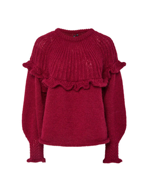 Sikka Ls Oneck Knit Bc - Beet Red