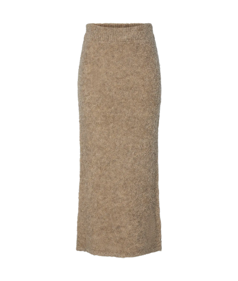 Plyra Knit Long Skirt - Warm Taupe/Light Grey Melange