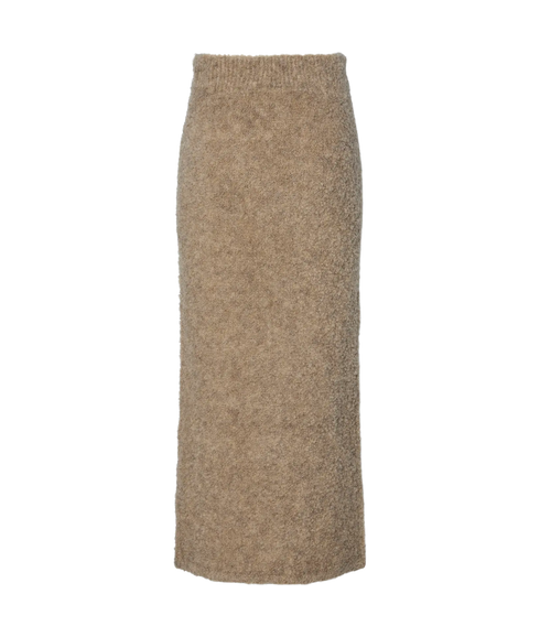 Plyra Knit Long Skirt - Warm Taupe/Light Grey Melange