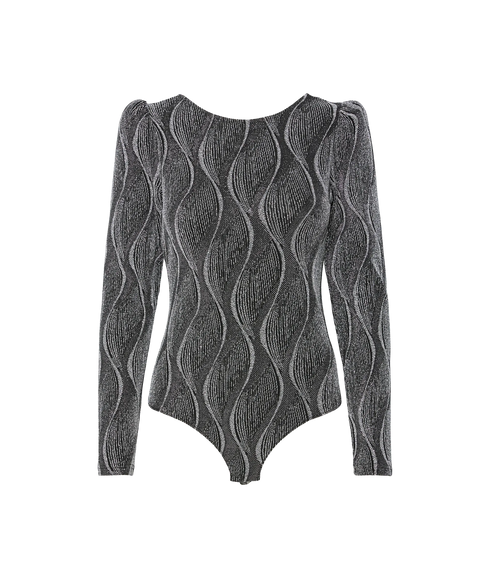Yen Ls Bodystocking S. - Silver Black Lurex