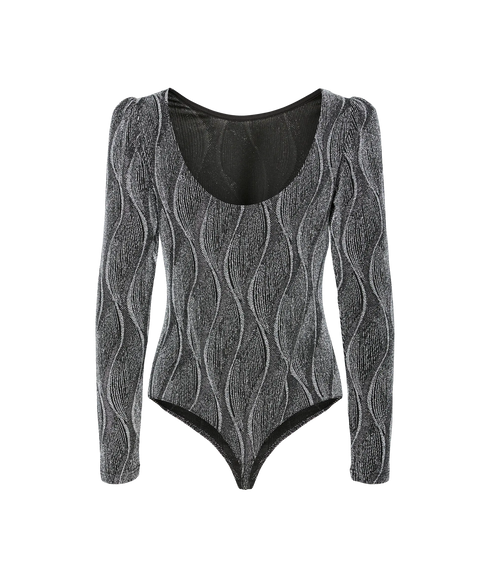Yen Ls Bodystocking S. - Silver Black Lurex
