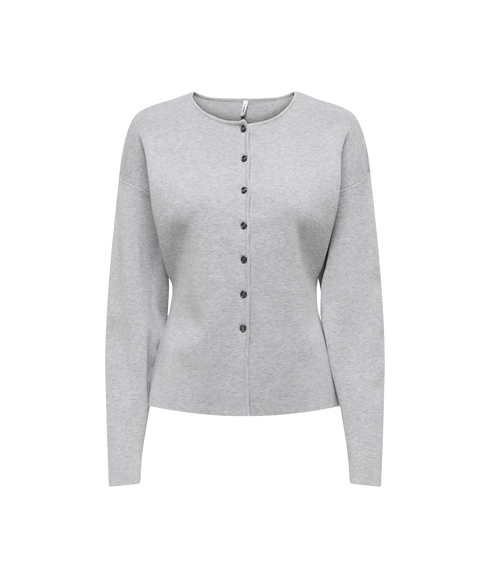 Lucy LS O-Neck Cardigan Knit - Grey