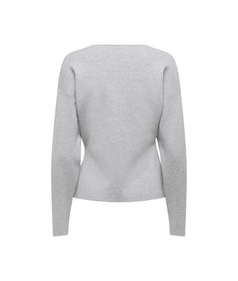 Lucy LS O-Neck Cardigan Knit - Grey