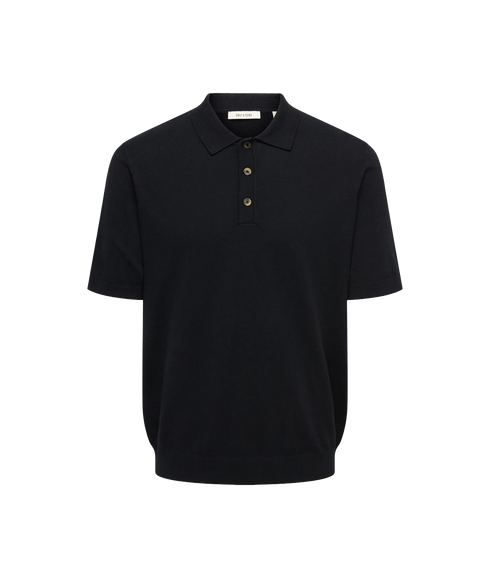 Loui Reg 12 Ss Mel Polo Knit - Black