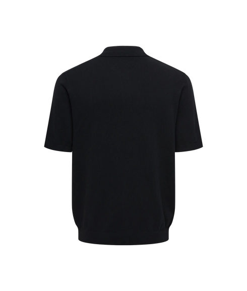 Loui Reg 12 Ss Mel Polo Knit - Black