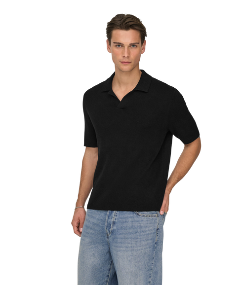 Travis Reg 12 Ss Mel Knit - Black