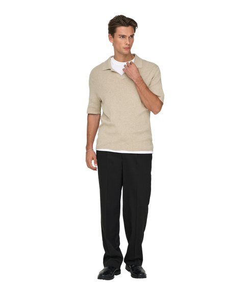 Travis Reg 12 Ss Mel Knit - Grey