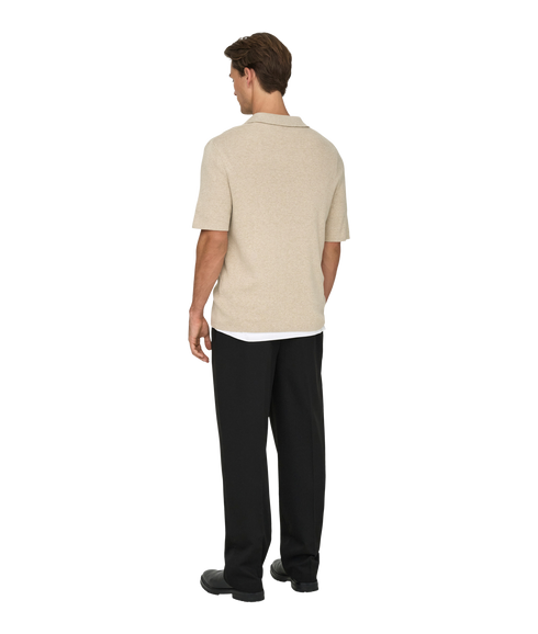 Travis Reg 12 Ss Mel Knit - Grey