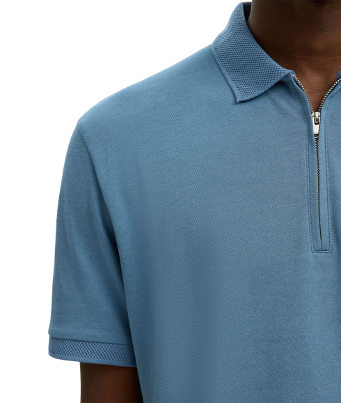 Fave Zip Ss Polo - Grey