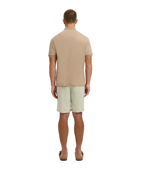 Fave Zip Ss Polo - Brown