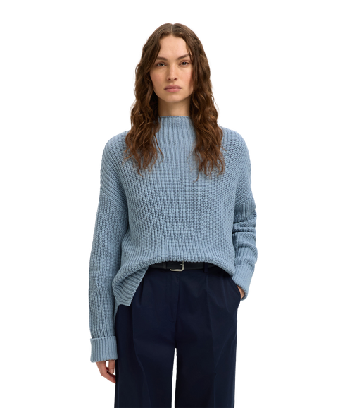 Selma Sus Ls Knit Pullover - Blue