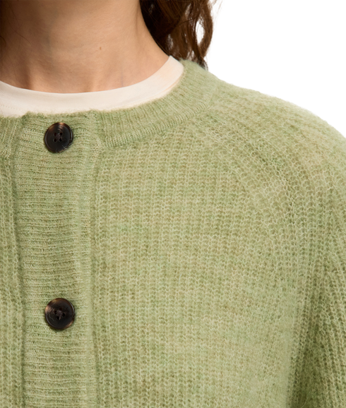 Lulu Ls Knit Short Cardigan - Green