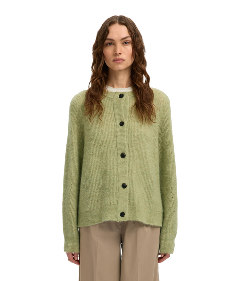Lulu Ls Knit Short Cardigan - Green