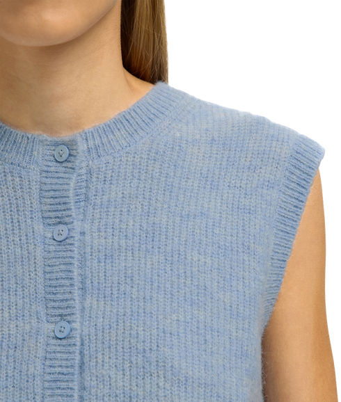 Lulu Sl Button O-Neck Vest - Blue