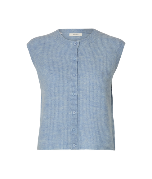Lulu Sl Button O-Neck Vest - Blue