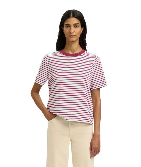 Essential Ss Striped Boxy Tee - Purple