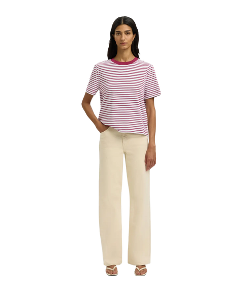 Essential Ss Striped Boxy Tee - Purple