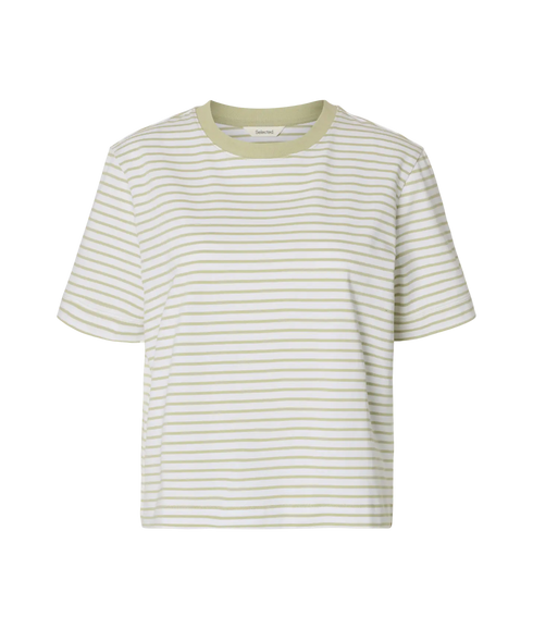 Essential Ss Striped Boxy Tee - Green