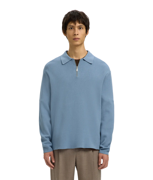Teller Fn Relaxed Half Zip Polo - Blue