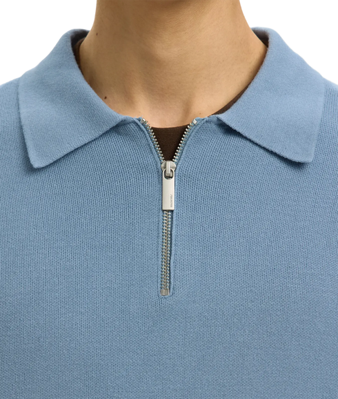 Teller Fn Relaxed Half Zip Polo - Blue