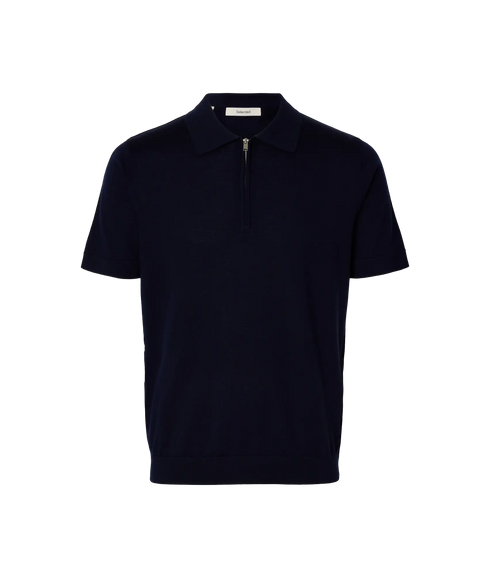 Tray Ss Knit Half Zip Polo - Blue