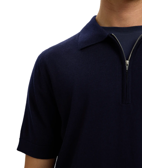 Tray Ss Knit Half Zip Polo - Blue