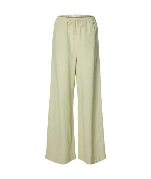 Luisa Mw Wide Linen Blend Pant - Green