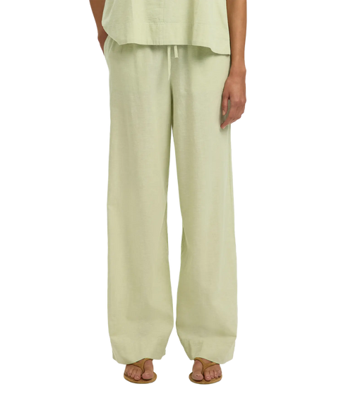 Luisa Mw Wide Linen Blend Pant - Green
