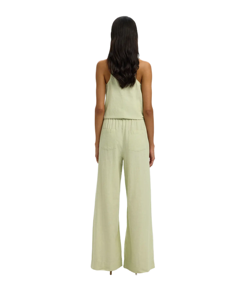 Luisa Mw Wide Linen Blend Pant - Green