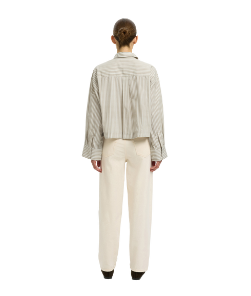 Astha Ls Cropped Boxy Shirt - Grey