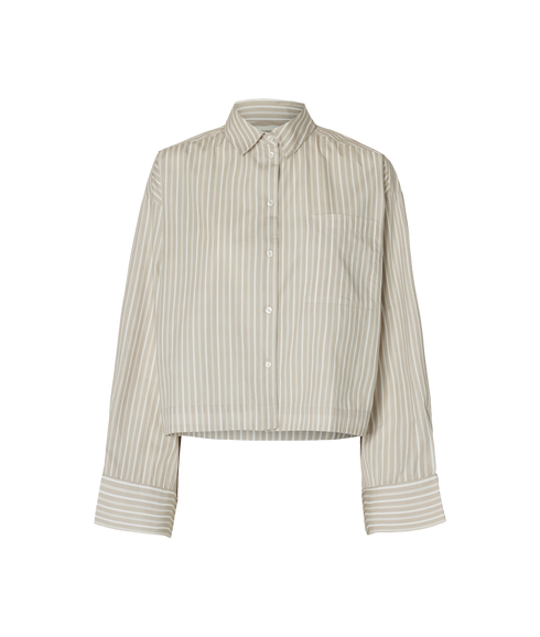 Astha Ls Cropped Boxy Shirt - Grey