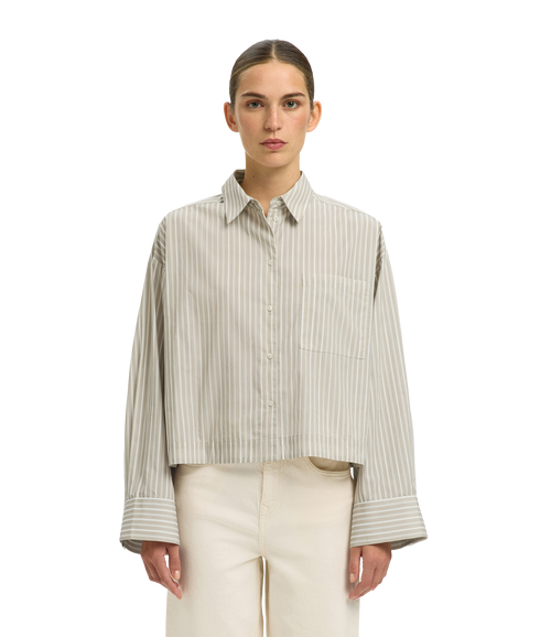 Astha Ls Cropped Boxy Shirt - Grey