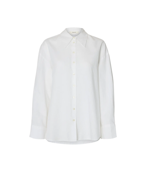 Cleo Oversize Linen Blend Shirt - White