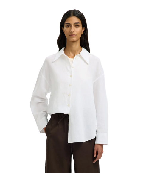 Cleo Oversize Linen Blend Shirt - White
