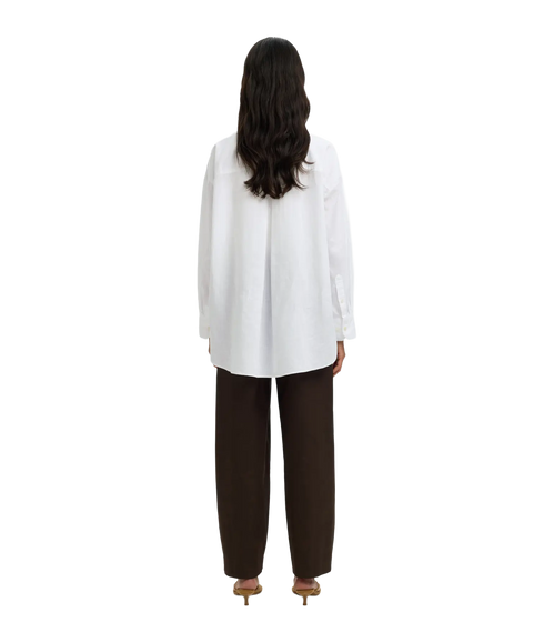Cleo Oversize Linen Blend Shirt - White
