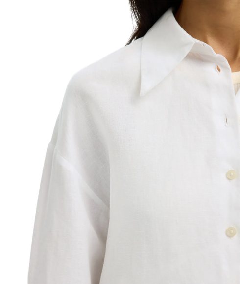 Cleo Oversize Linen Blend Shirt - White
