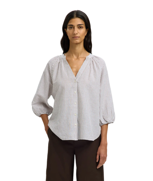 Cleo-Alberta Linen Blend Shirt - White