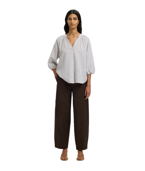 Cleo-Alberta Linen Blend Shirt - White