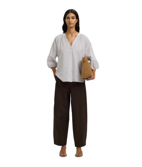 Cleo-Alberta Linen Blend Shirt - White