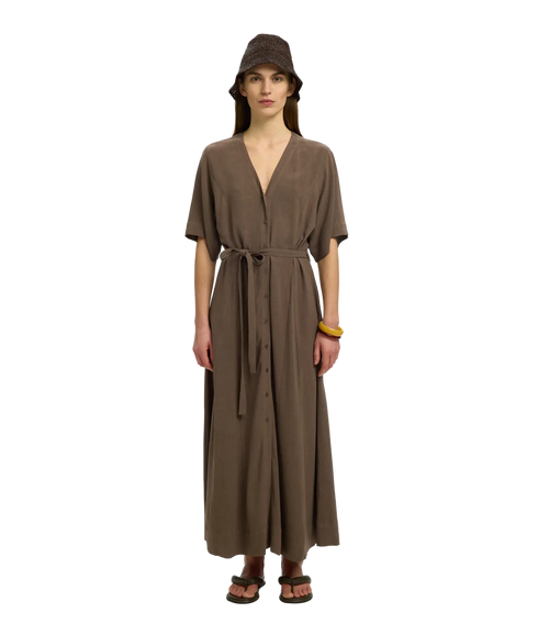 Viva Regular Linen Blend Dress - Brown