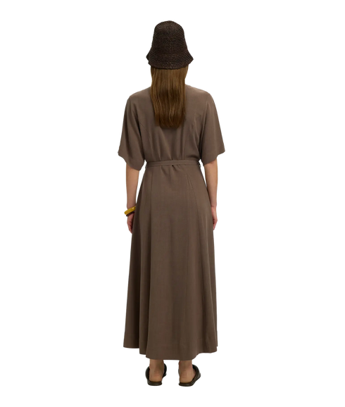 Viva Regular Linen Blend Dress - Brown
