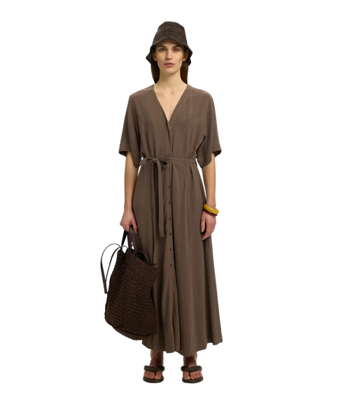 Viva Regular Linen Blend Dress - Brown