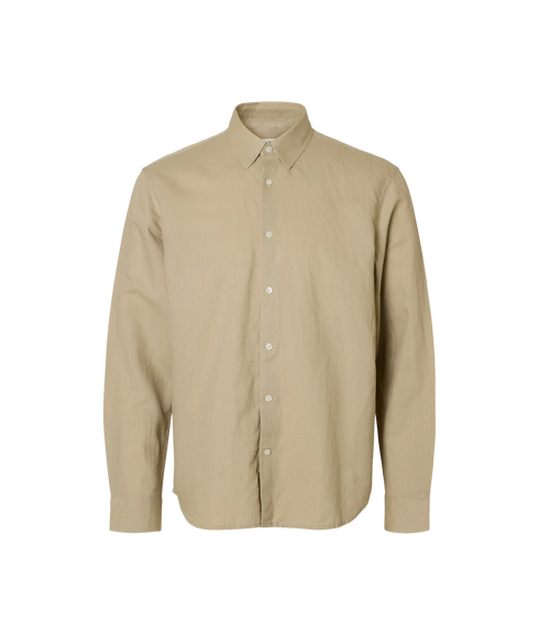 Regclay Linenblend Ls Shirt Cla - Grey